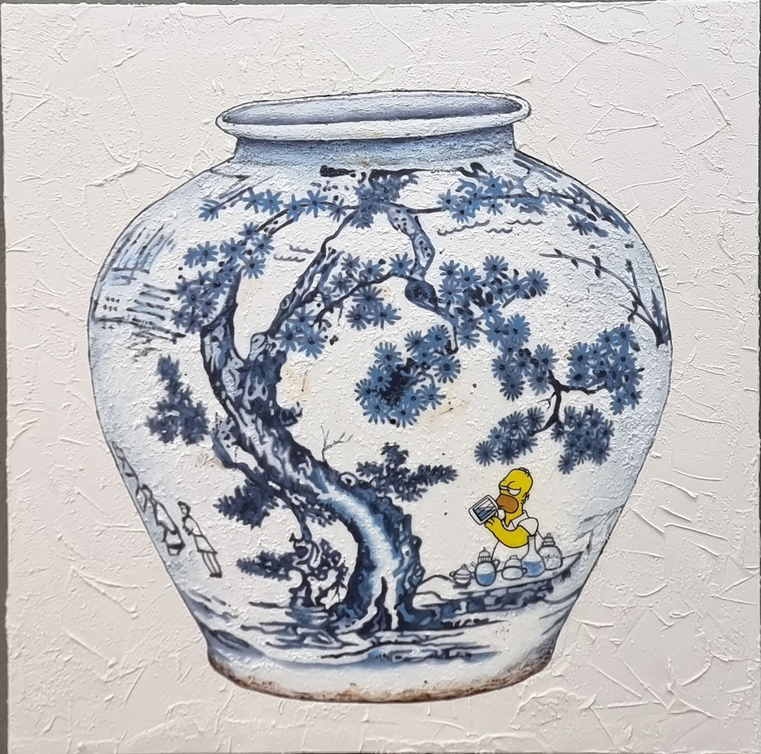 Enchanted White – Pine Tree 100x100cm acrylic on canvas 2021